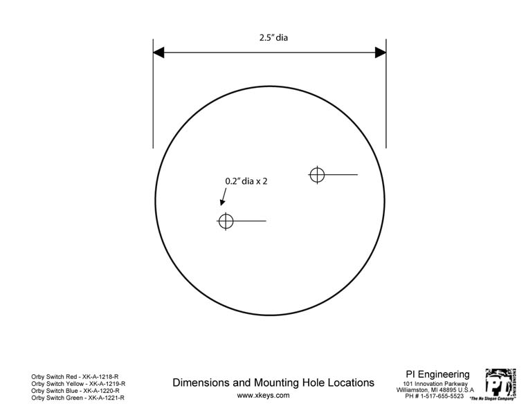 X-keys XK-24 Dimensioned Drawing